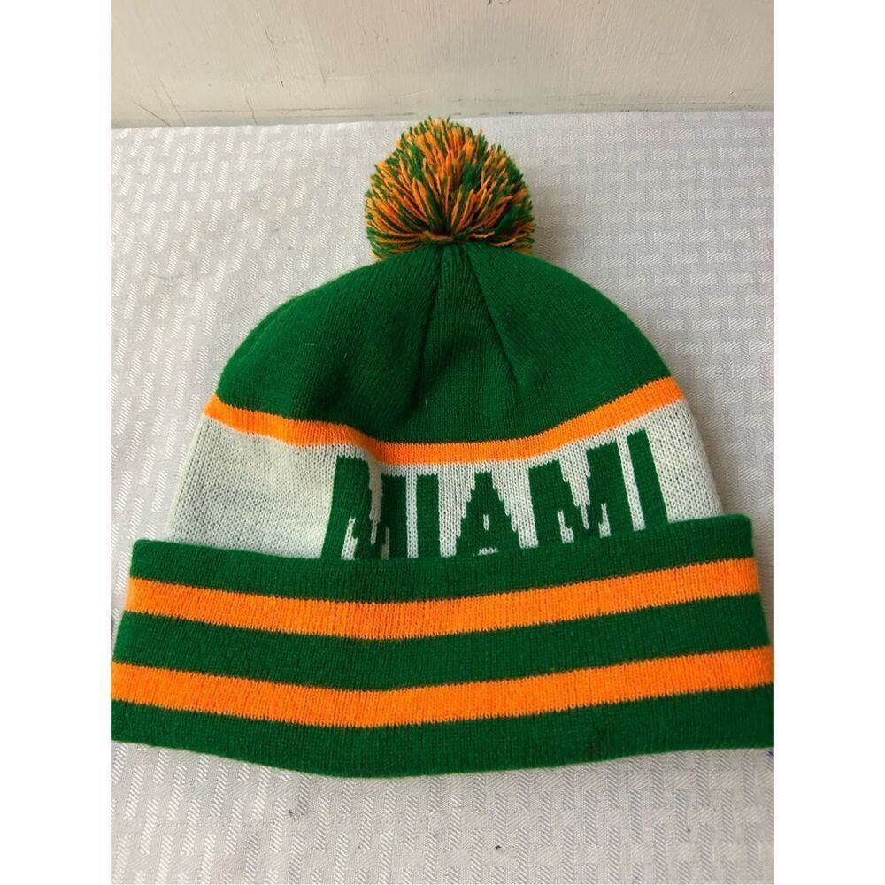 Miami Dolphin colors toboggan‎ hat Pom Pom  8"x9"spellout